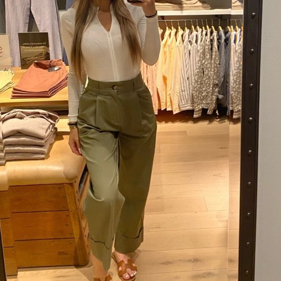 Club Monaco Cuffed Chinos Wide Leg Pants - Picture 3 of 9